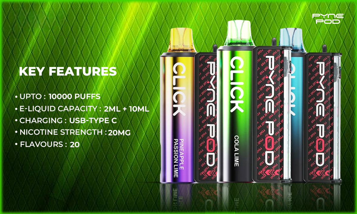 Pre-filled and pre-charged, the Pyne Pod Click Vape Kit